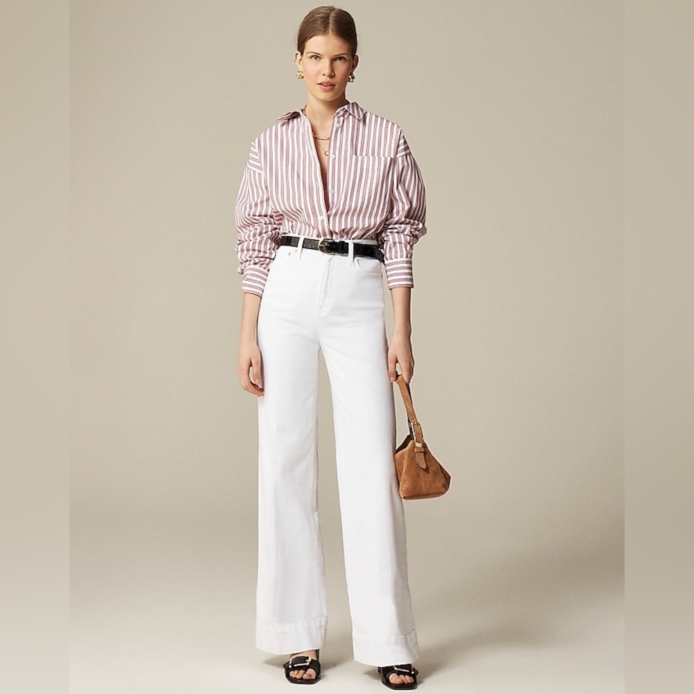 NWT J.Crew High-rise denim trouser jean Size 31 White Denim Preppy Casual